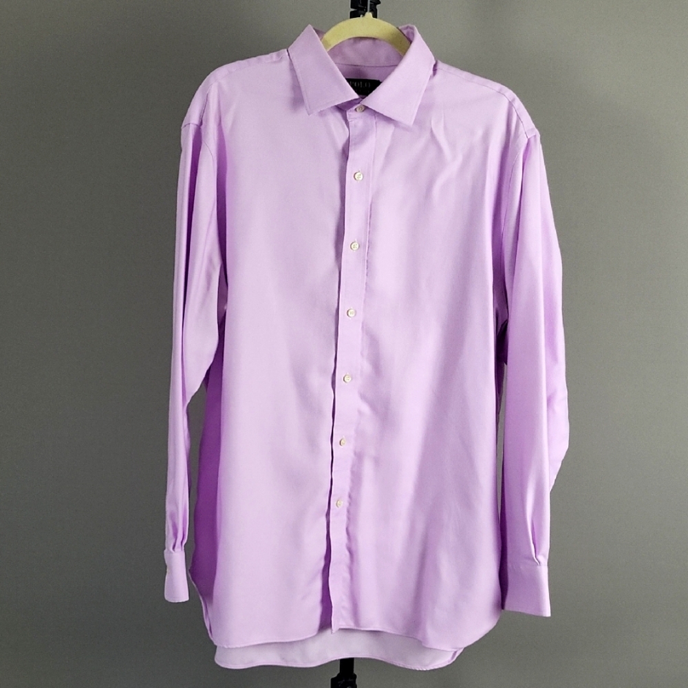Polo Ralph Lauren Men's Lavender Woven Easy Care Button Down Shirt Sz 17(34/35)